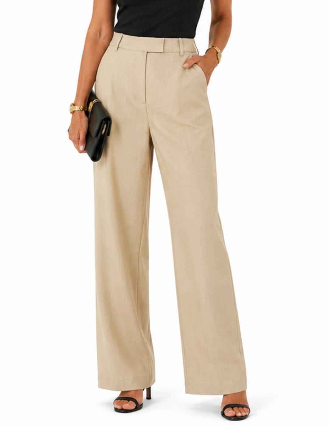 Pantalón Vila Mivo beige sastre holgado para mujer
