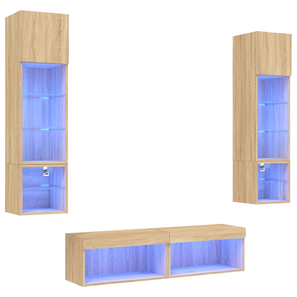Vidaxl Muebles de TV LED 6 Piezas Madera Ingeniería