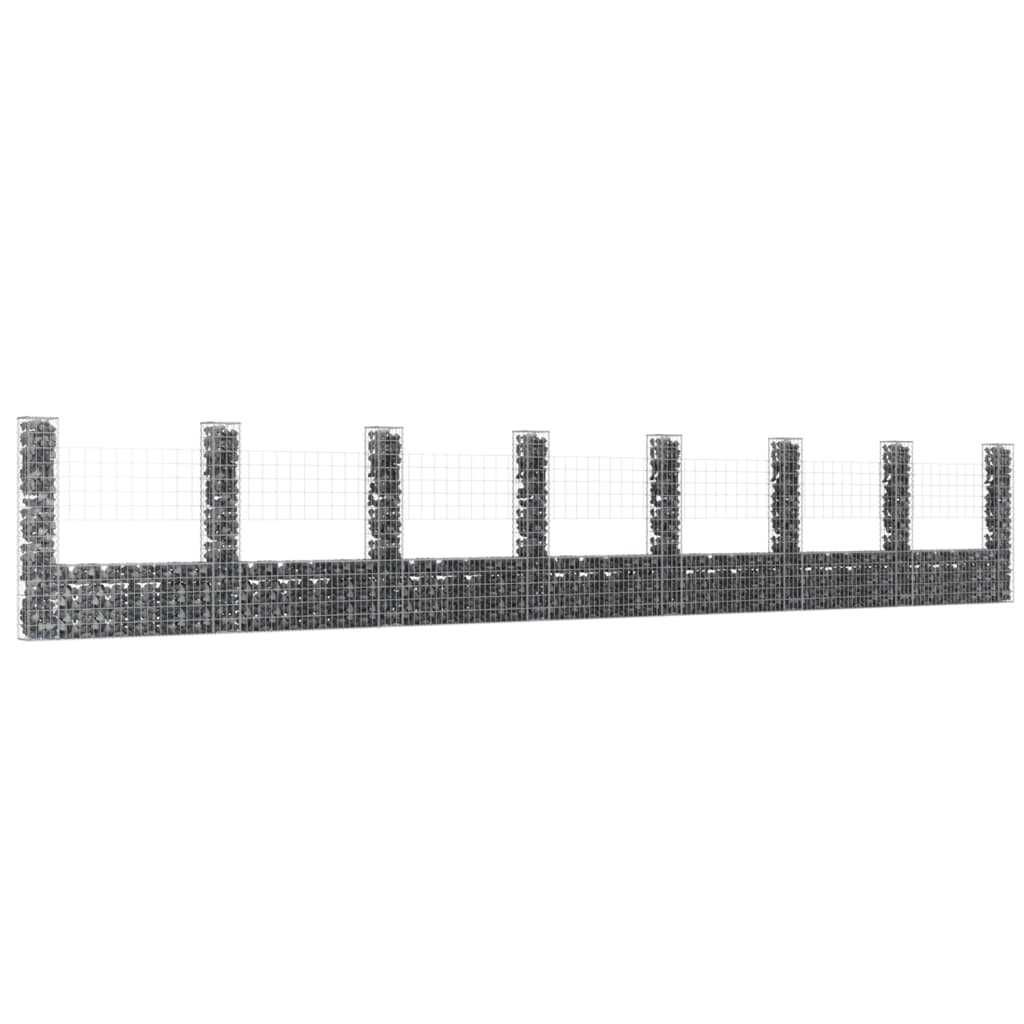 Cesta de Gaviones Vidaxl Forma de U 4 Postes de Hierro Dimensiones 140 X 20 X 100 Cm - Para Jardín