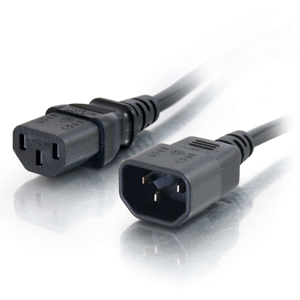 C2G Alargo de - Cable (2 m, Male connector / Female connector, C14 acoplador, C13 acoplador, 250 V, Negro)