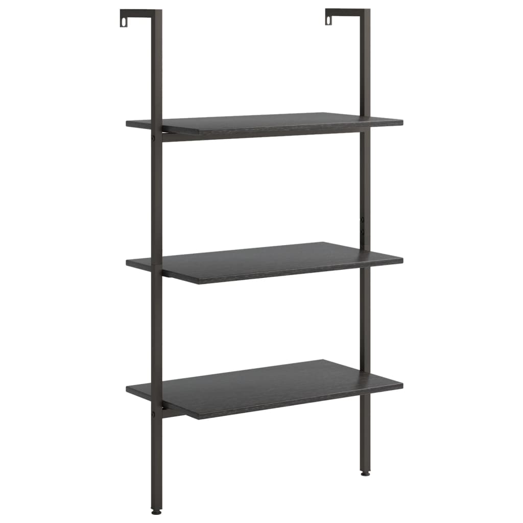 Vidaxl Estantería Inclinada 3 Baldas 64x35x120,5cm - Marrón Claro, Marrón Oscuro, Negro - Mueble de Almacenaje para Oficina, Estudio, Sala de Estar, Dormitorio