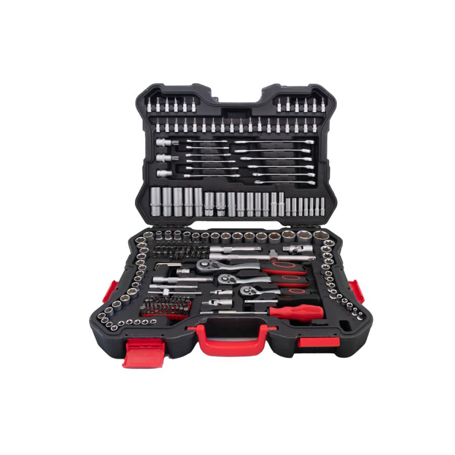 Juego de Carracas Profesional Mixury de 215 Piezas con Maletín – Vasos, Puntas TORX, Llaves Allen y Fijas