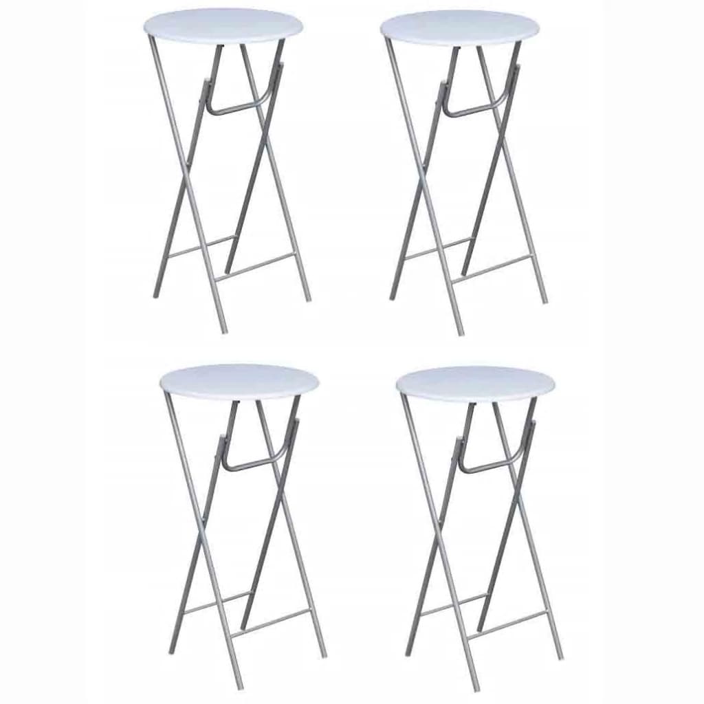 vidaXL Mesas altas plegables 4 unidades MDF blancas