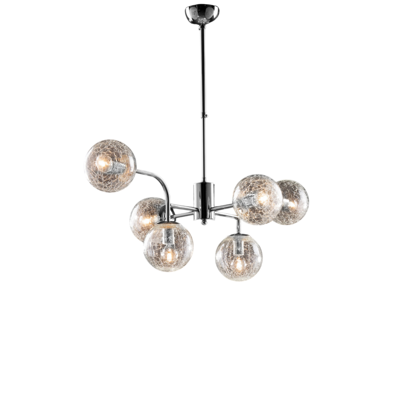 Lámpara colgante Ikarus en hierro cromado pulido 6 luces X 92 Ø86 BL213-6-CR - Bonetti Illumina