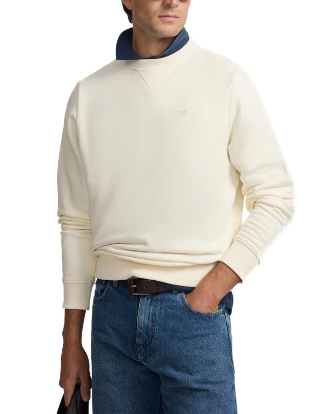 Sudadera Silbon básica minilogo rizo crema de hombre