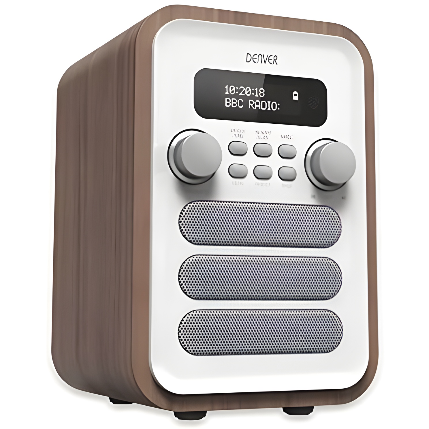 Denver Radio Digital Dab+ y FM. Modelo DAB-48WHITE. Conexión Bluetooth. Volumen: 2,5 W. Mando a Distancia Incluido. Color Blanco