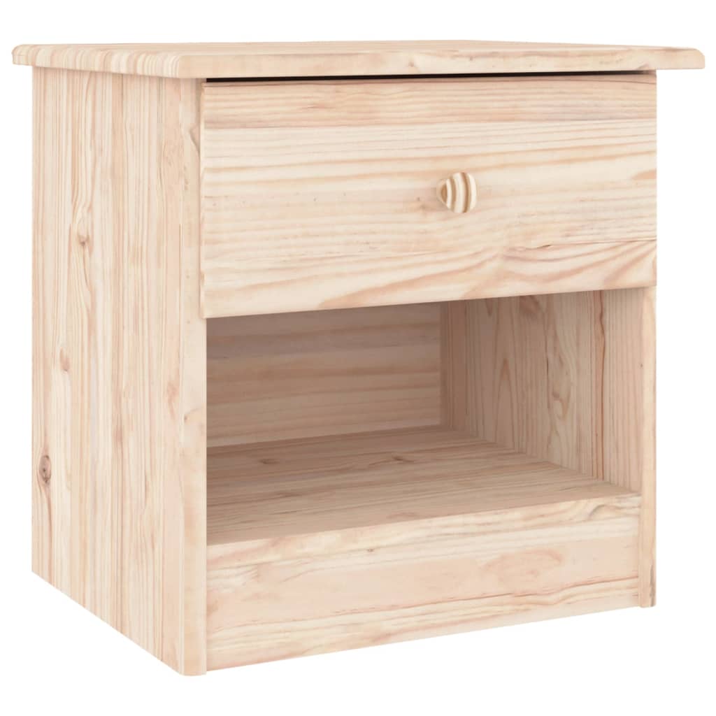Vidaxl Mesita de Noche ALTA Madera Maciza de Pino 41x35x41 Cm Natural y Blanco