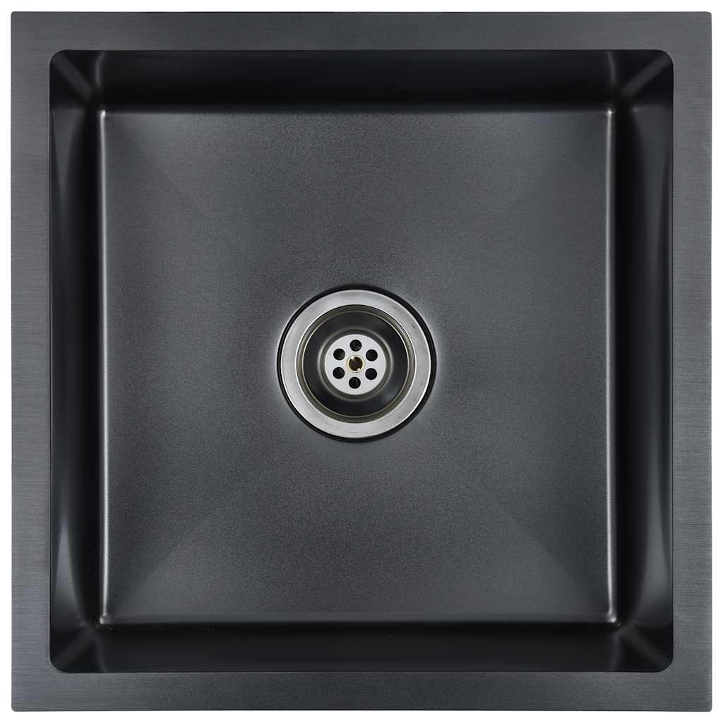 vidaXL Fregadero de cocina hecho a mano acero inoxidable negro