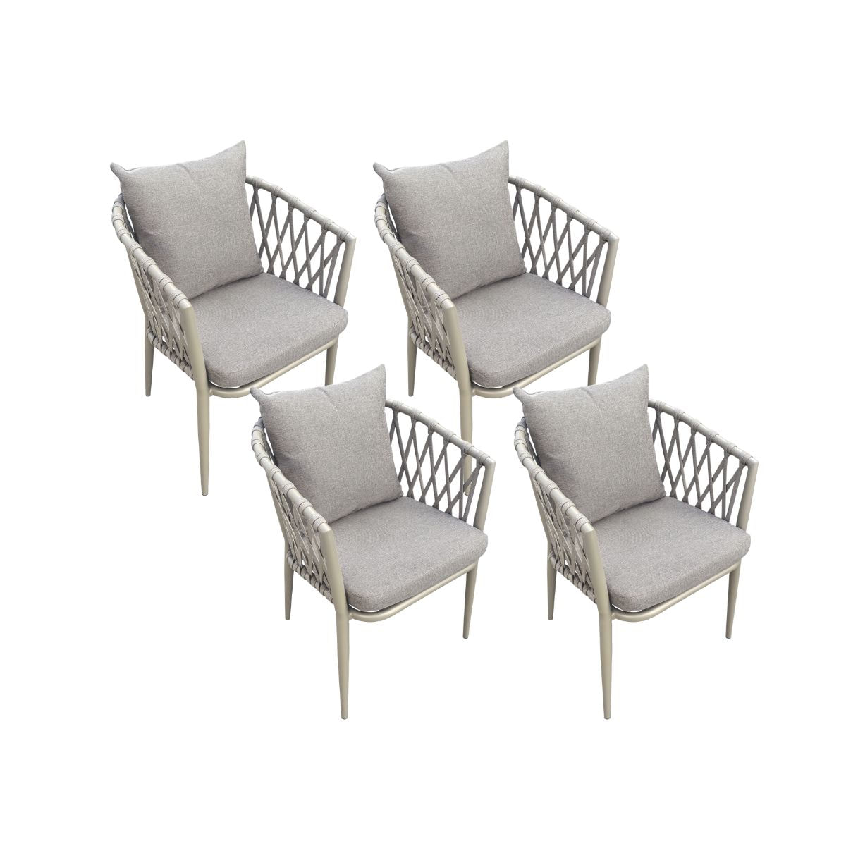 Pack de 4 sillones de exterior Rodas respaldo trenzado y cojines Adec