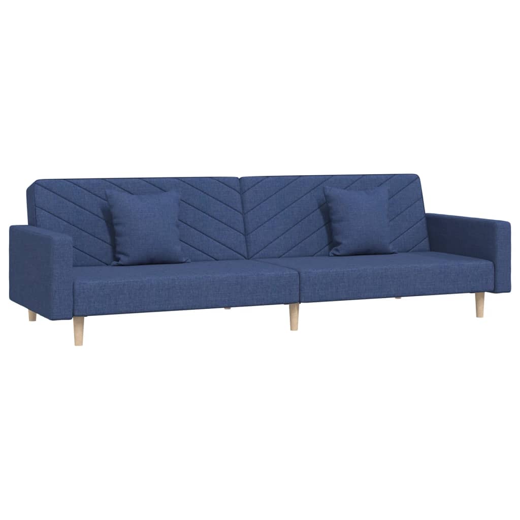 vidaXL Sofá cama de 2 plazas con dos almohadas tela azul