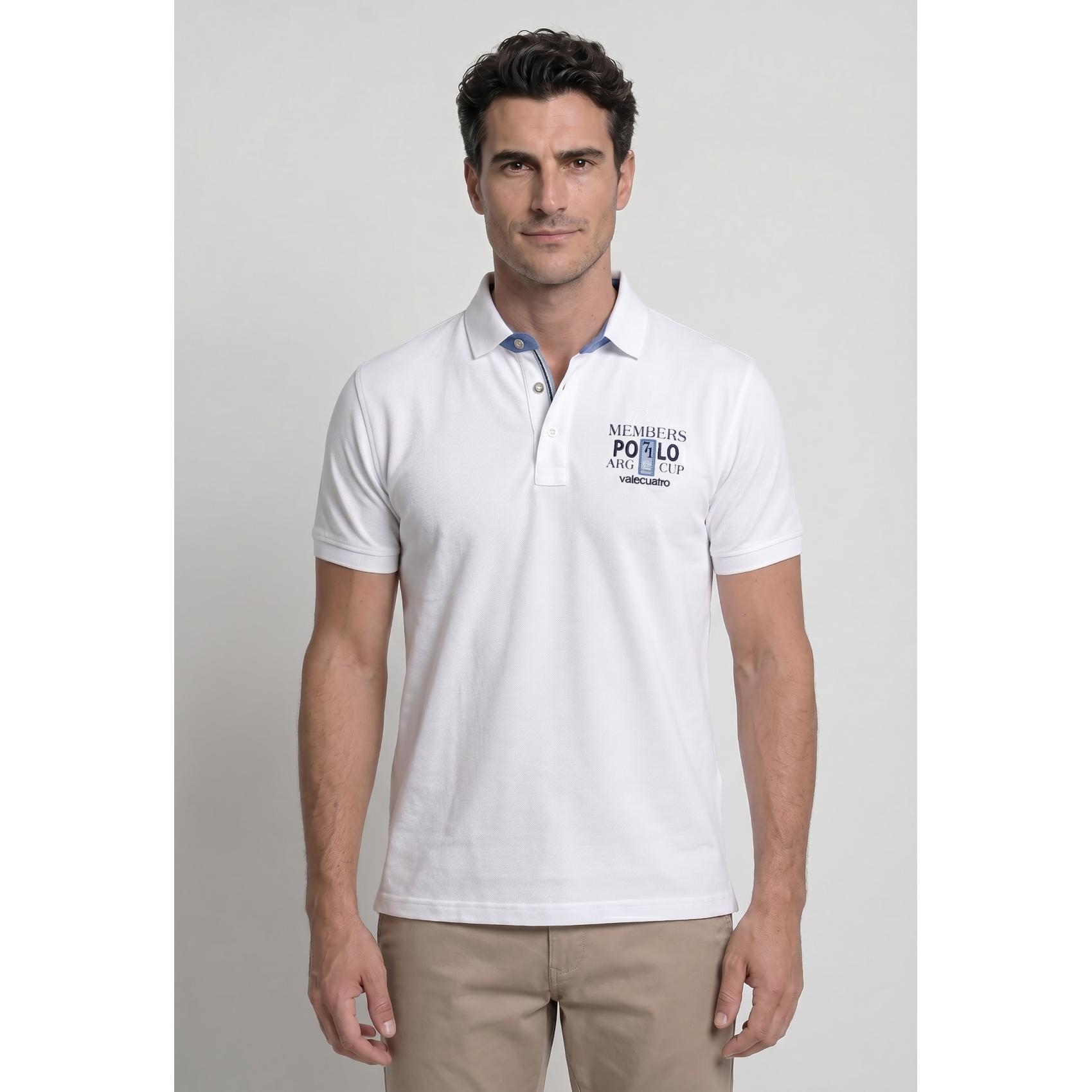 Polo Valecuatro semibordado Royal member blanco