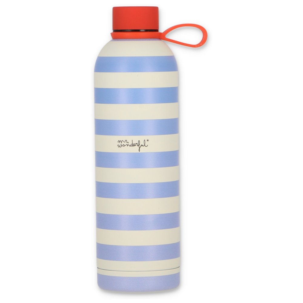 MR BOTELLA TERMICA RAYAS AZULES Y BEIGE - WALKING ON SUNSHINE HELLO SUMMER!