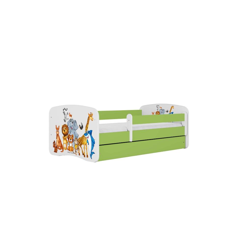 Cama 180 x 80 cm Kocot Kids com gaveta e colchão BabyDreams Animals Green