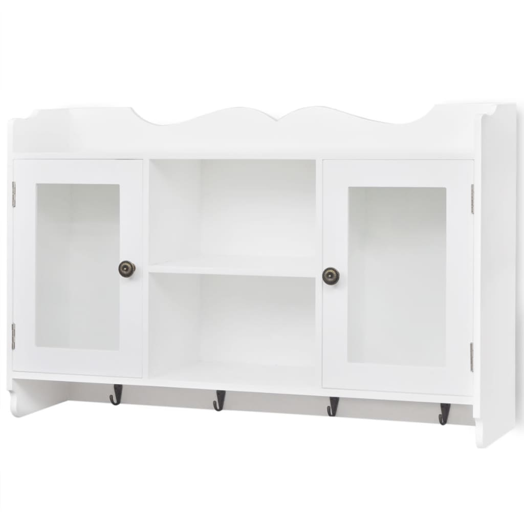 Vidaxl Armario de Pared Expositor Vidrio MDF Blanco
