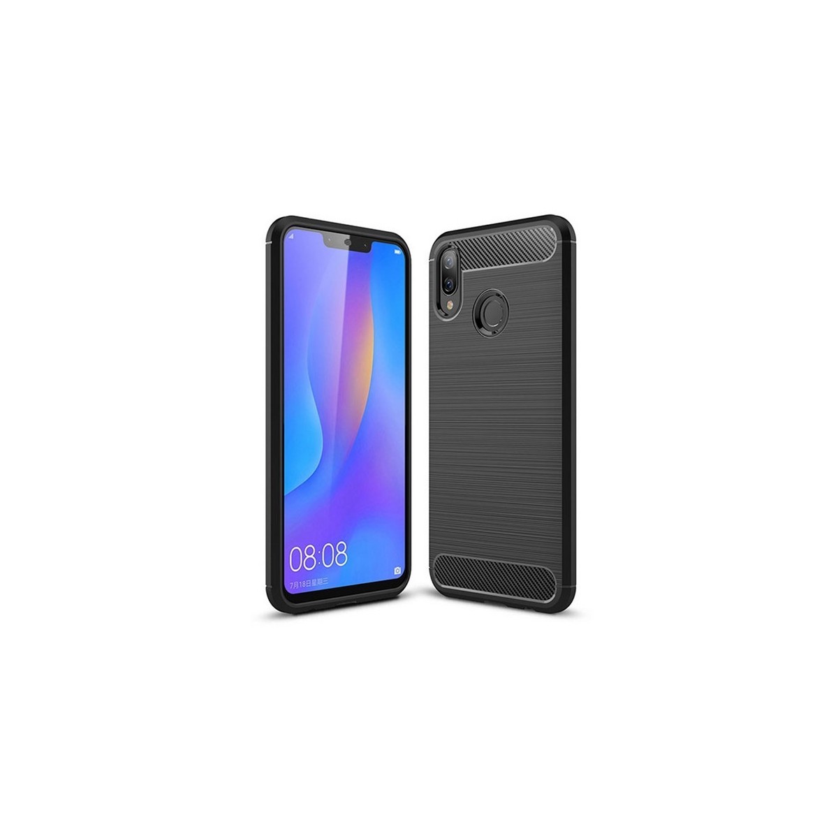 Tumundosmartphone Funda Gel Tpu Tipo Carbon Negra para Huawei P Smart Plus