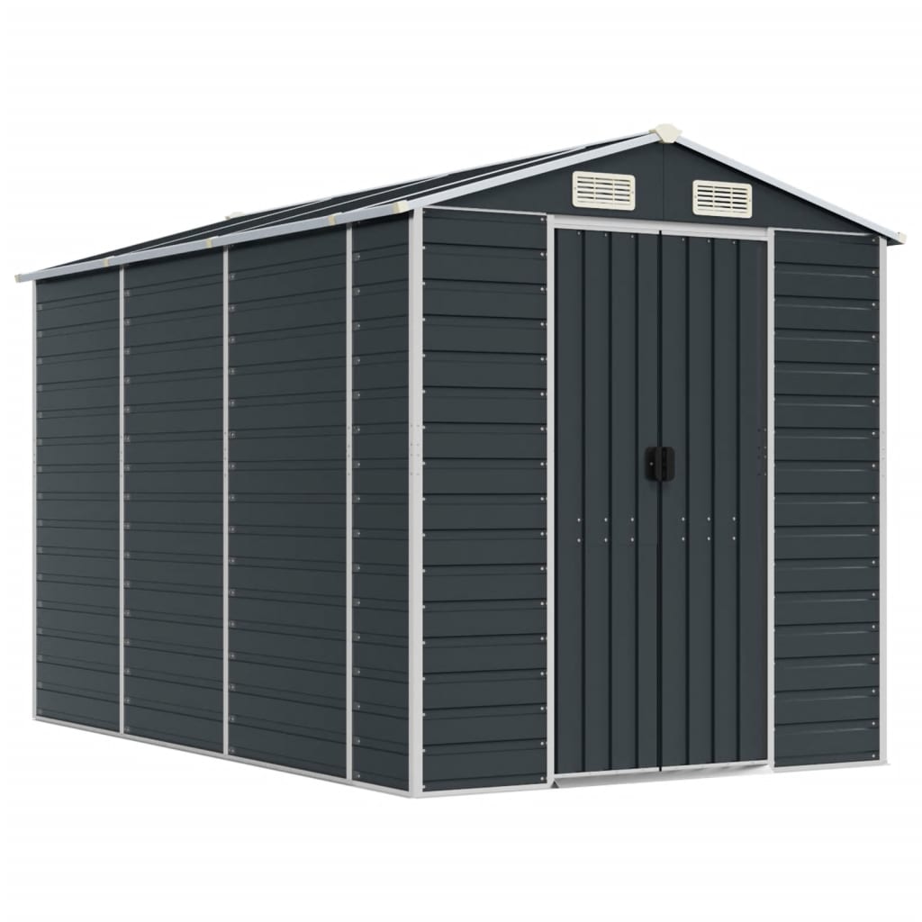 vidaXL Cobertizo de jardín acero galvanizado antracita 191x300x198 cm