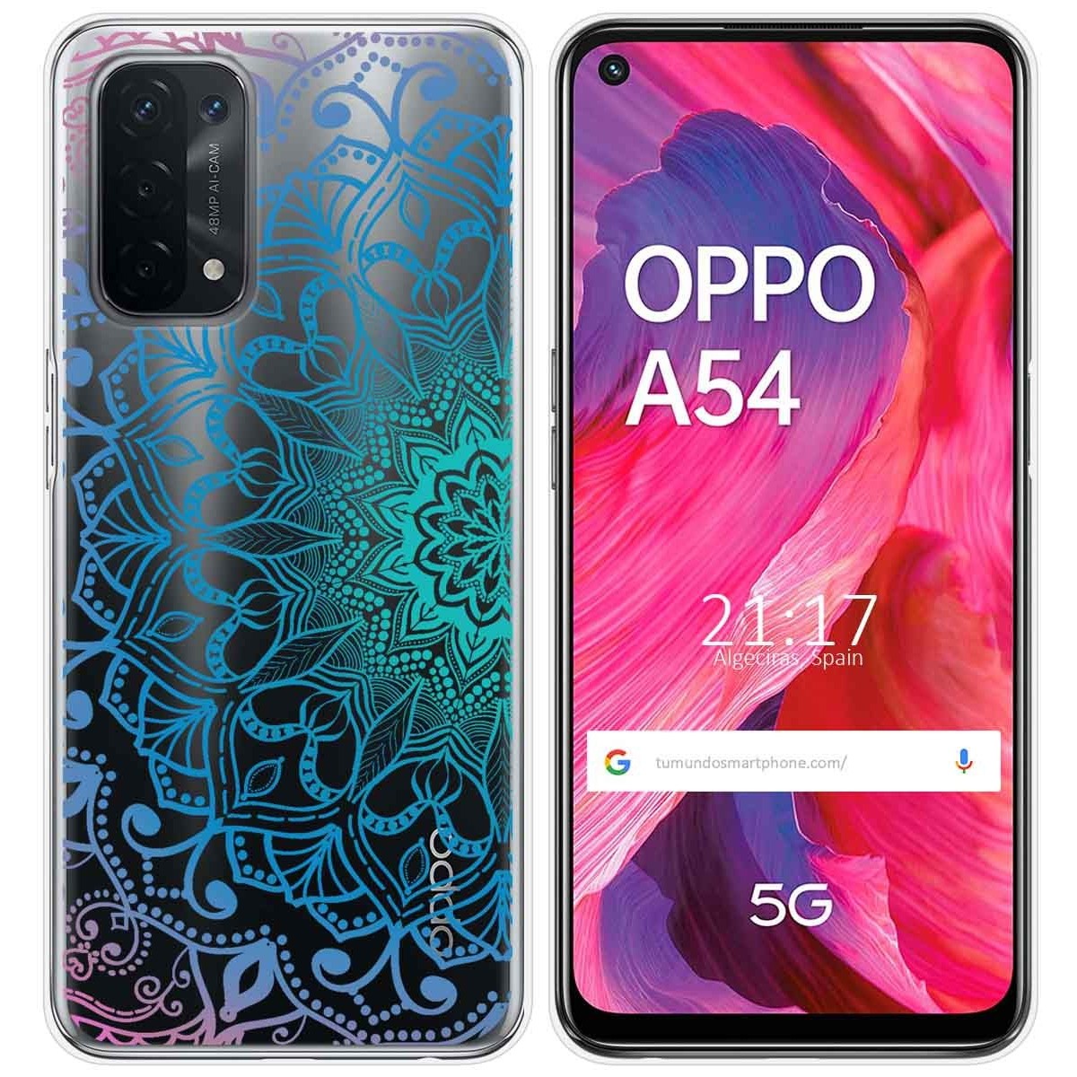 Tumundosmartphone Funda Gel Transparente para Oppo A54 5G / A74 5G diseño Mandala Dibujos