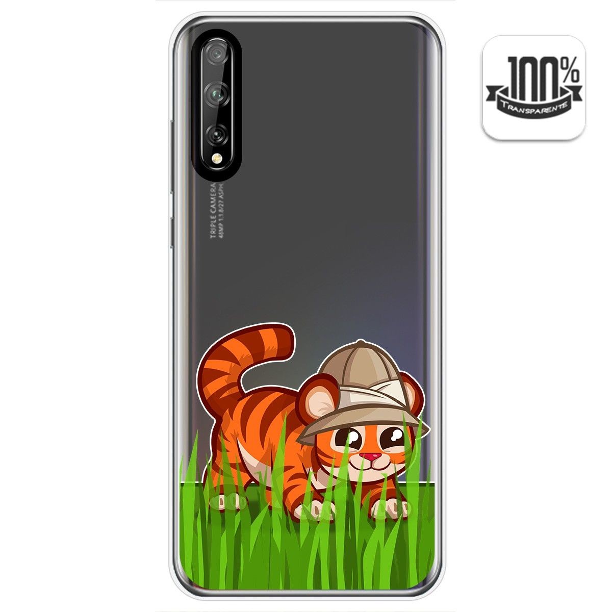 Tumundosmartphone Funda Gel Transparente para Huawei P Smart S / Y8p diseño Tigre Dibujos