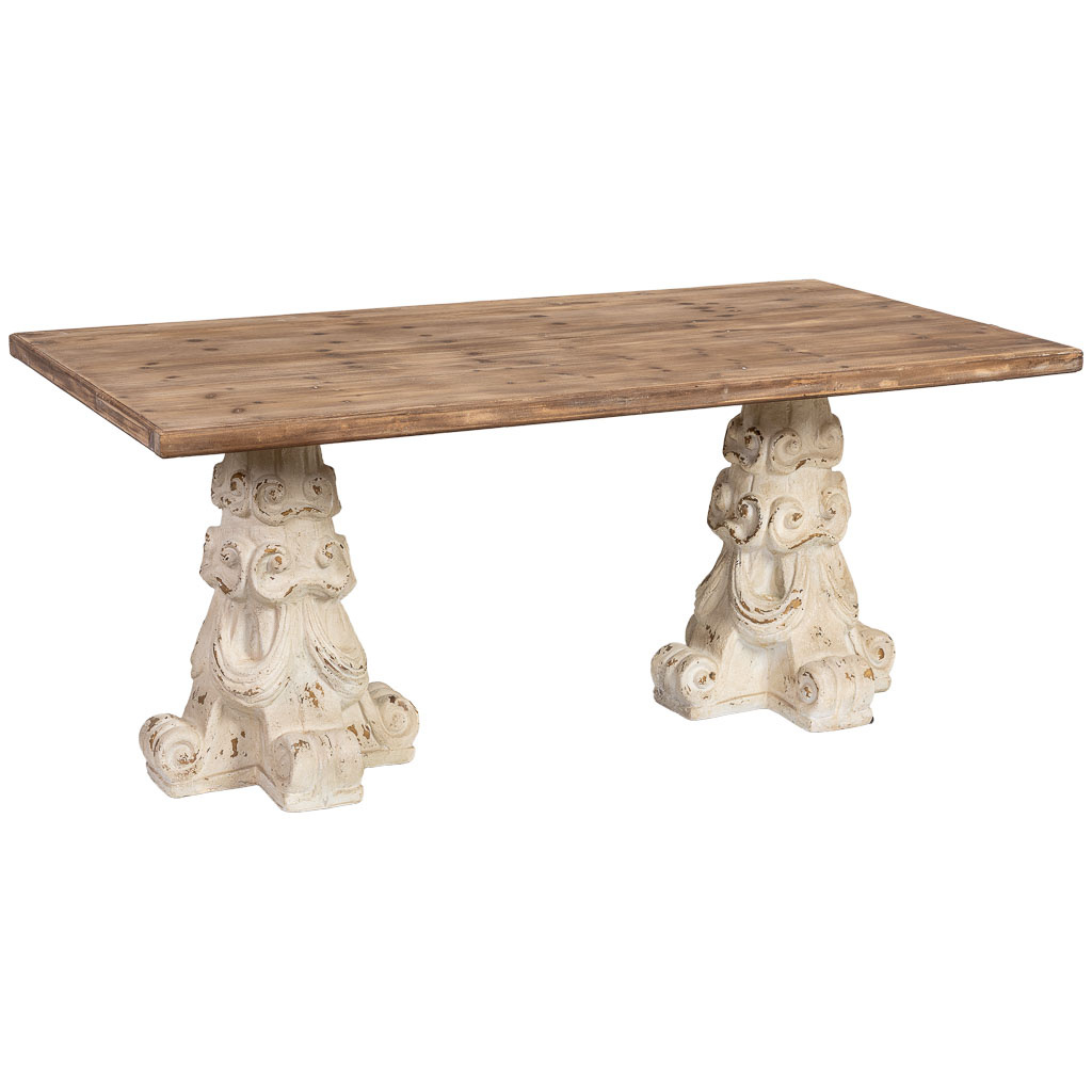 Wonderlust Deco - Mesa de centro de madera y magnesio marrón y blanco 180x95x78h cm Marrón 180x95x78h cm
