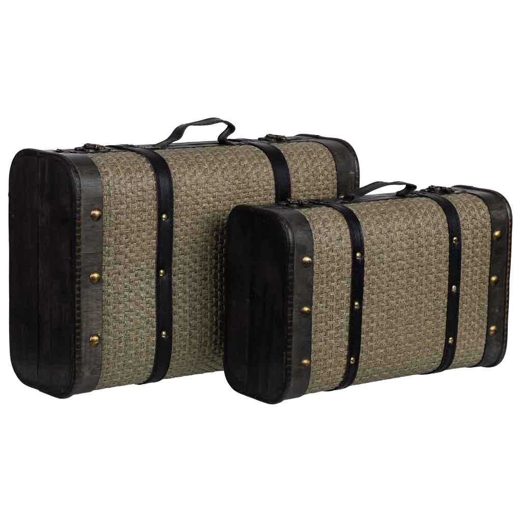 Wonderlust Deco - Maleta de madera negro 45x30x16/38 Negro 45x30x16/38