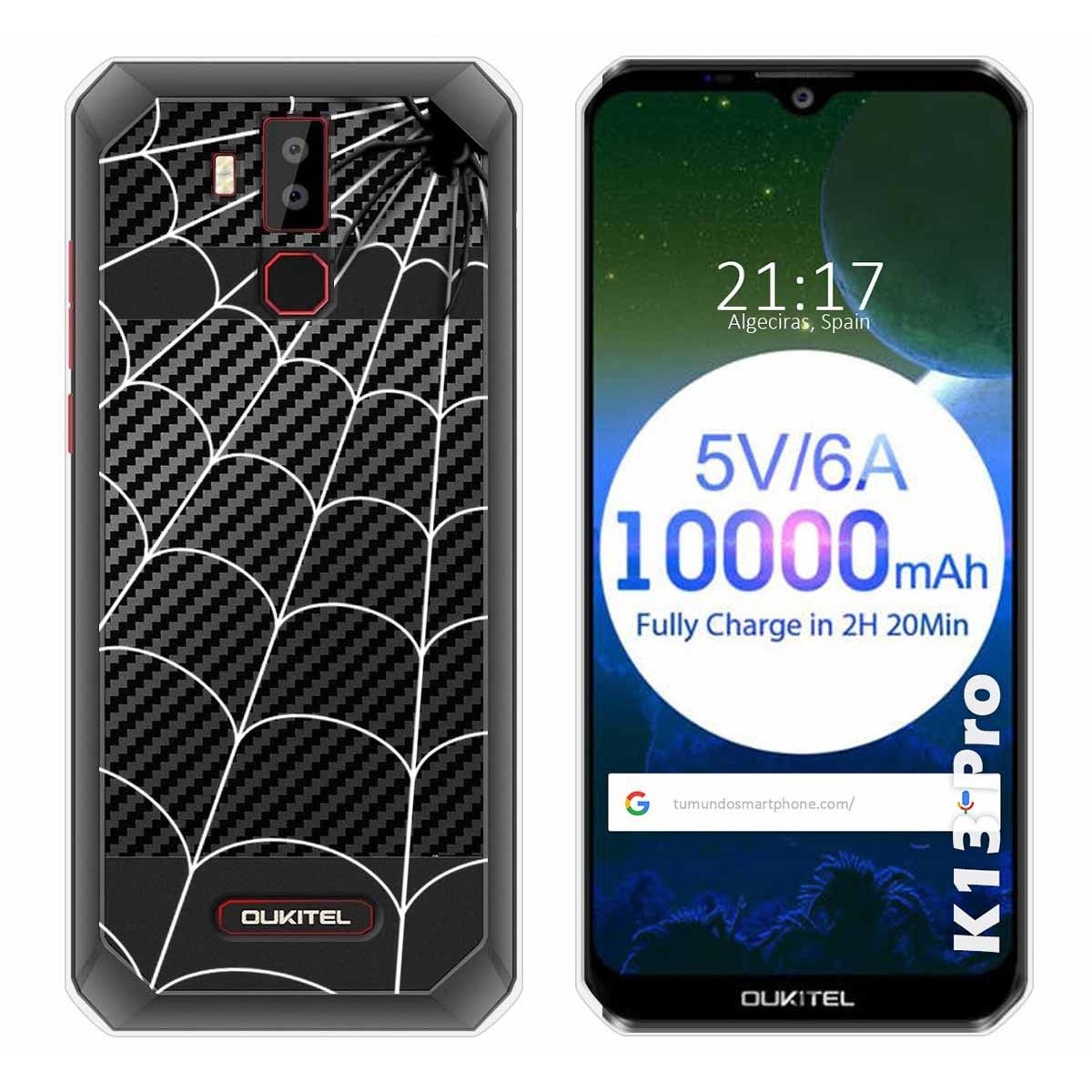 Tumundosmartphone Funda Gel Transparente para Oukitel K13 Pro diseño Araña Dibujos