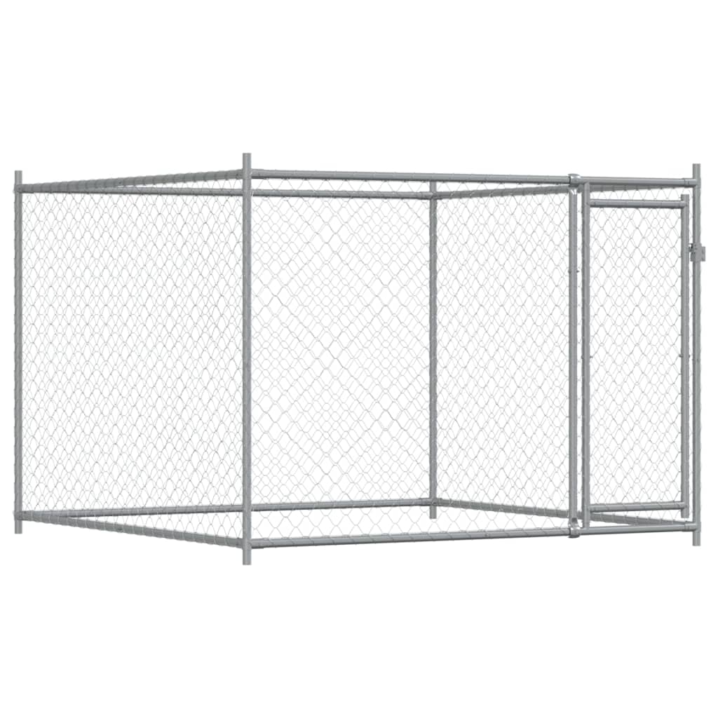 vidaXL Jaula de Perros con Puerta Perrera Caseta Corral Acero Galvanizado Gris Dimensiones 2 x 2 x 1.5 m,  4 x 2 x 1.5 m,  6 x 2 x 1.5 m y mas
