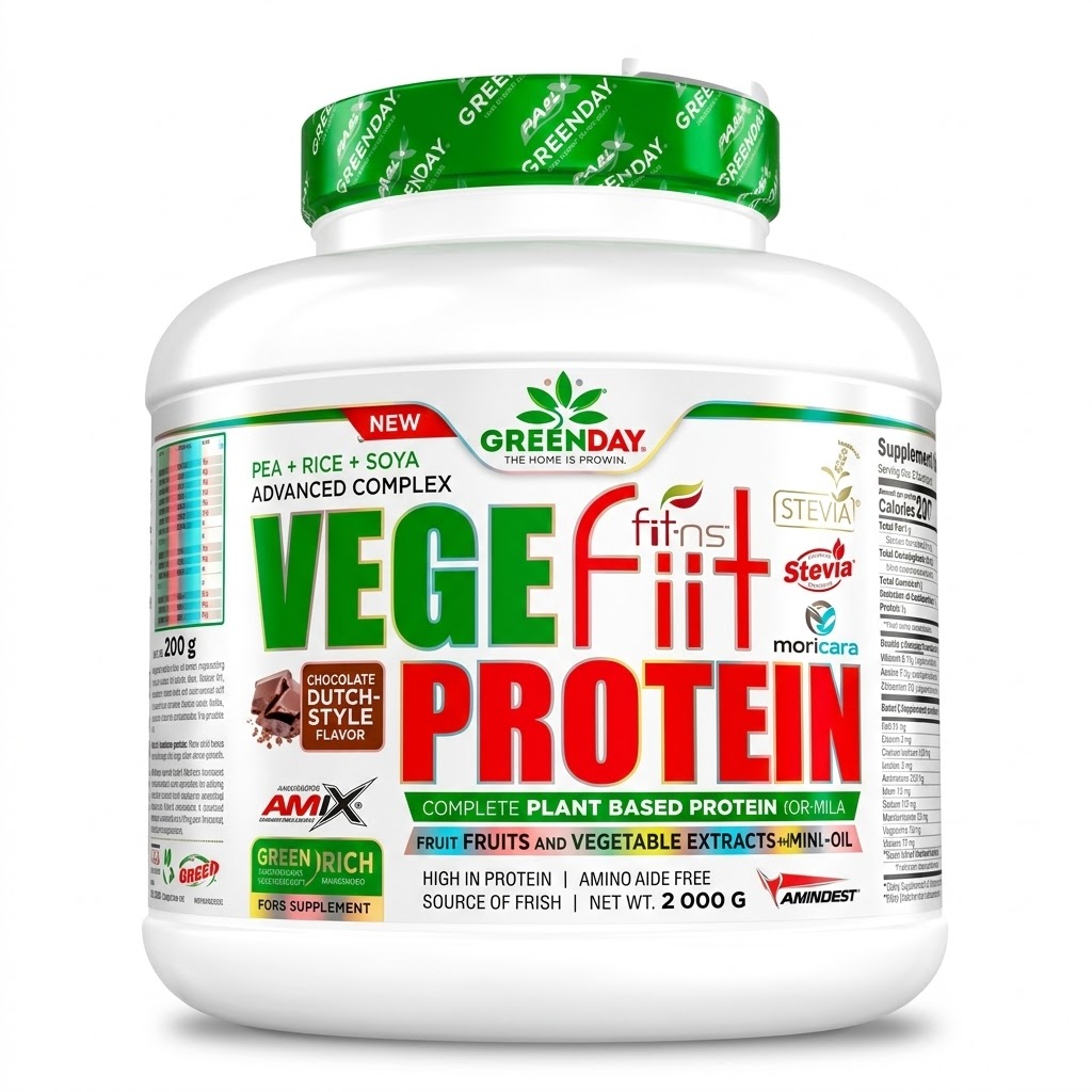 Amix GreenDay Vegefiit Protein 2kg - Matriz de Proteína Vegetal de Alto Valor Biológico (Guisante Pisane®, Arroz y Soja) - Con ModCarb™, Fiit-ns® y Aminogen® - 100% Vegano