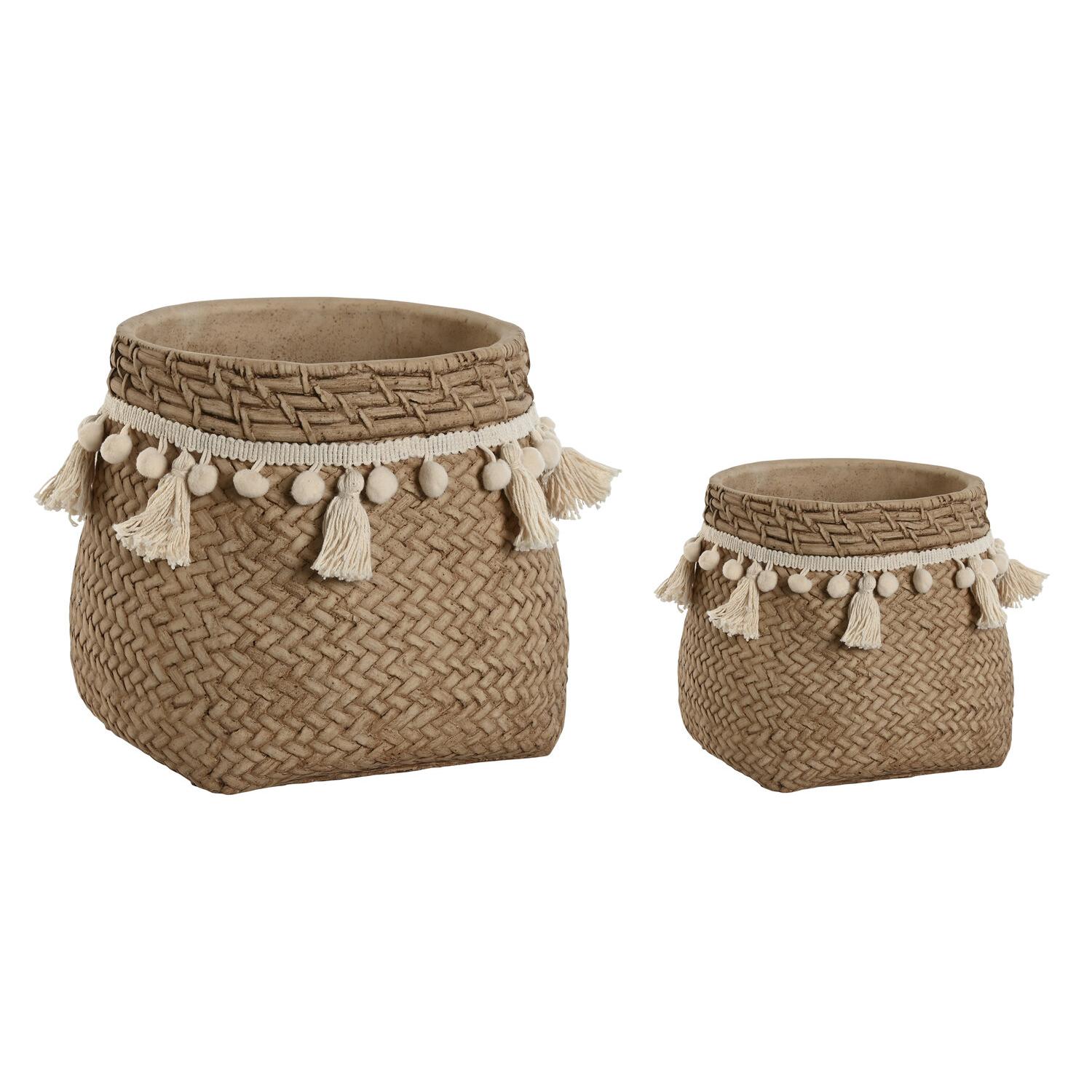 Macetero Set 2 Cemento 30X29X25 Pompones El mejor complemento para tu hogar -Fijalo-