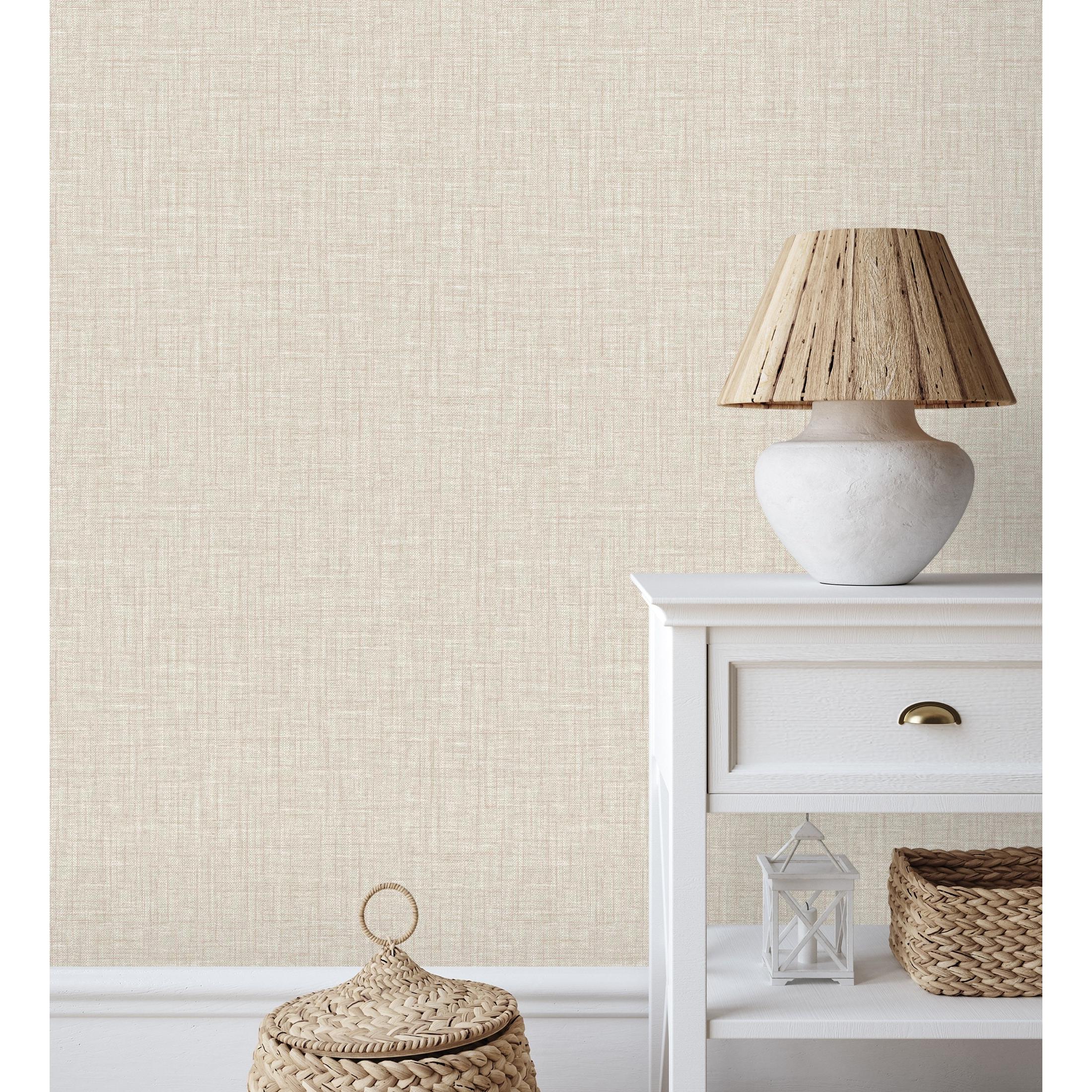 Papel pintado vinílico ecológico efecto tela baquera jaspeada color beige en relieve - Amy Texture 681433 de GAULAN - Rollo de 10 m x 0,52 m