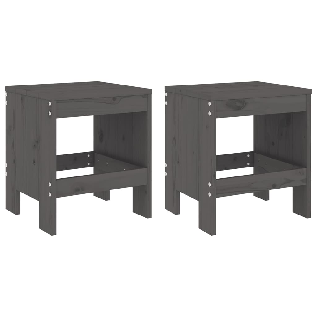 vidaXL Taburetes de jardín 2 uds madera maciza pino gris 40x36x45 cm