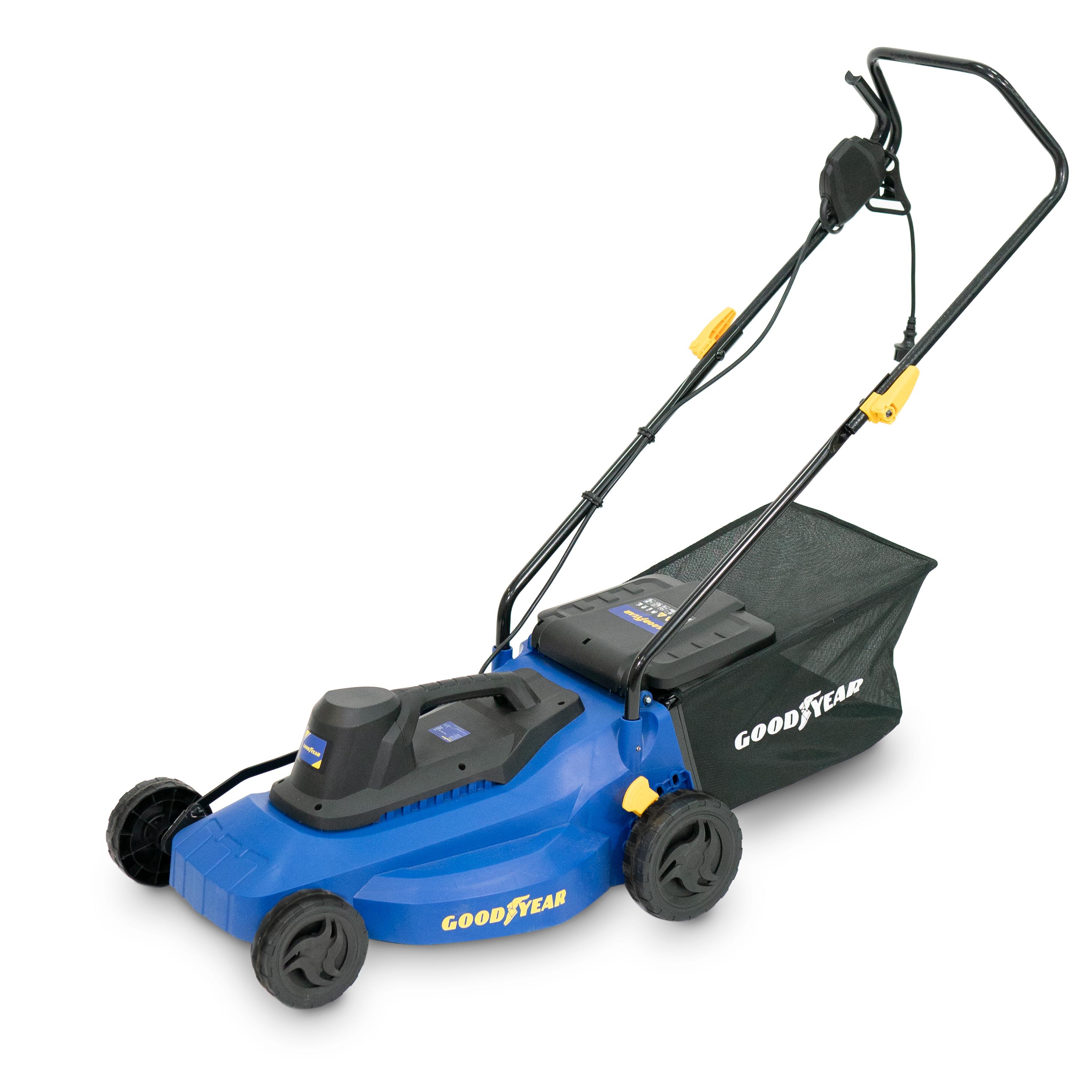 Goodyear Cortacésped Eléctrico 1800W con Cable • Ancho Corte 40 cm, Motor 3200 RPM, Bolsa 35L • Silencioso y Compacto para Jardines hasta 300 m²