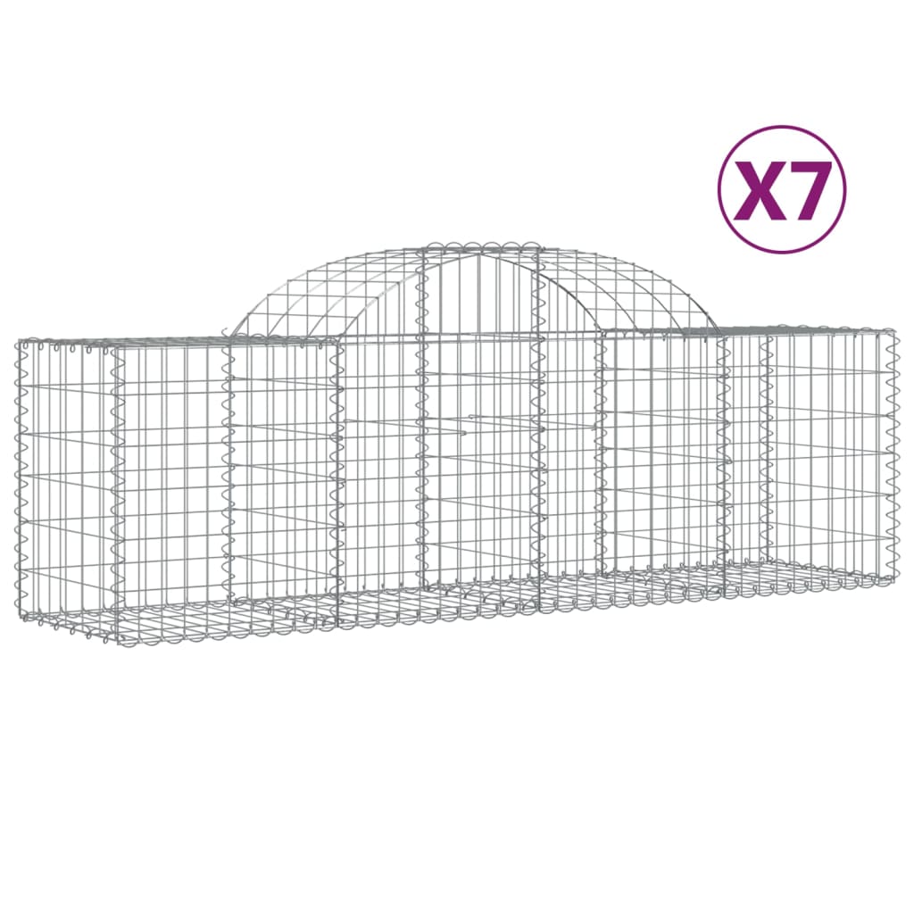 Vidaxl Cestas de Gaviones 7 Uds Forma de Arco Hierro 200x30x80/100 Cm