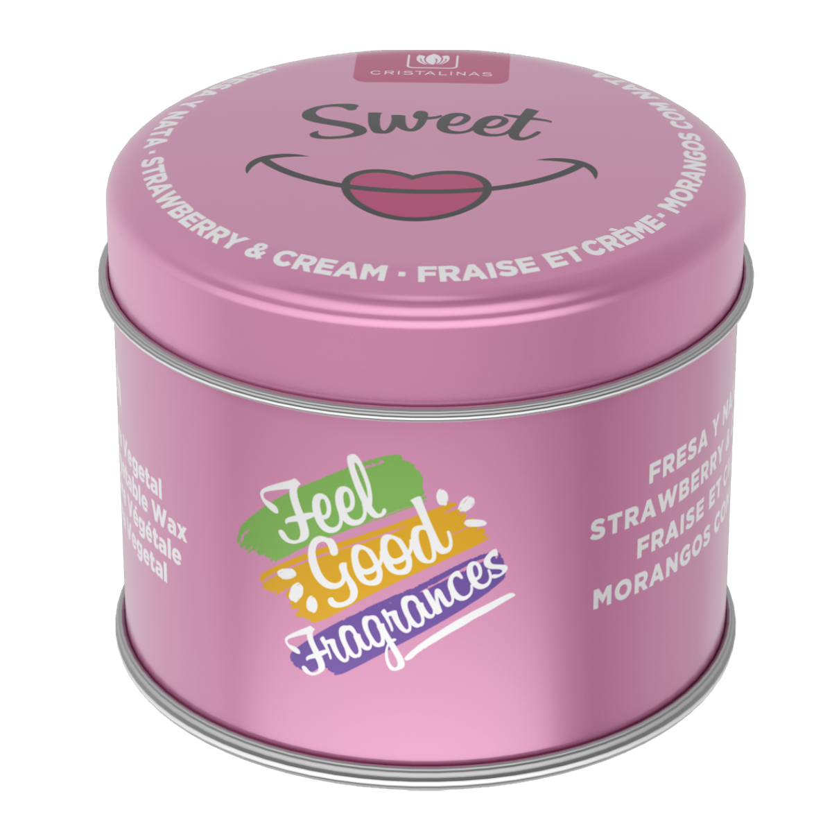 CRISTALINAS Velas Feel Good Fragrances 35h. Cera Vegetal. Reutilizable. Variedad de aromas: Fresa y Nata, Moras, Cerezo, Galleta-Crema, Manzana, Vainilla.