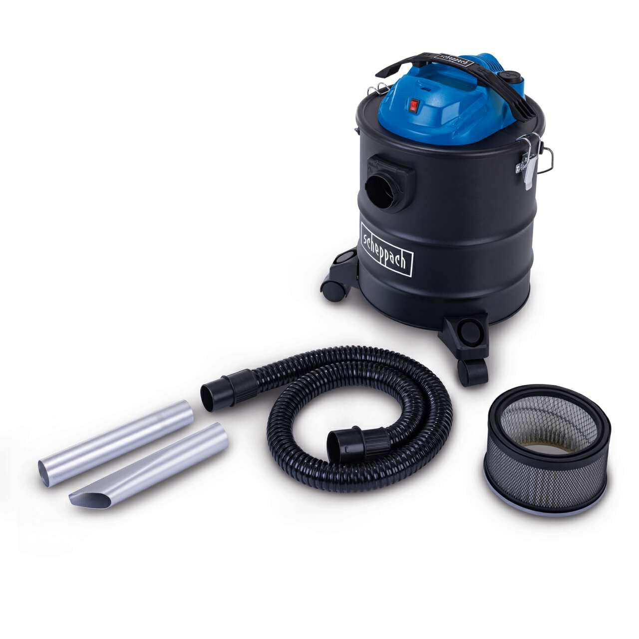 Scheppach - Aspirador eléctrico de cenizas AVC25 - 1300 W - Aspirador de ceniza 3 en 1 - Bandeja de recuperación 20 L - Potencia de succión 20 kPa - Función de soplador - Filtros y boquillas Incluidos