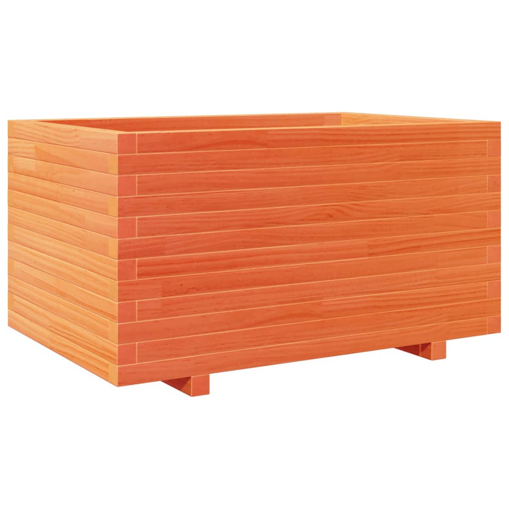 vidaXL Jardinera madera maciza de pino 90x60x49,5 cm Color Pino natural,  Blanco,  Marrón cera y mas
