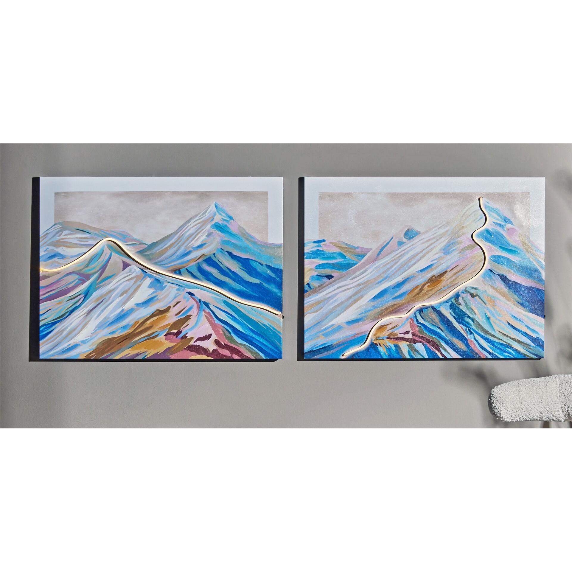 Lienzo impr. paisaje montaña 50% oleo c/led 80x60 cms. s/2 80x3x60 cms. El mejor complemento para tu hogar.