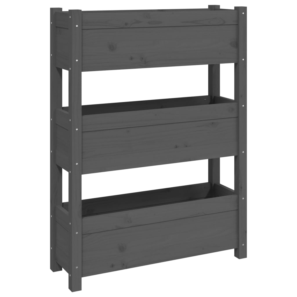 vidaXL Jardinera de madera maciza de pino 77x25x104,5 cm Color Natural,  Blanco,  Gris y mas