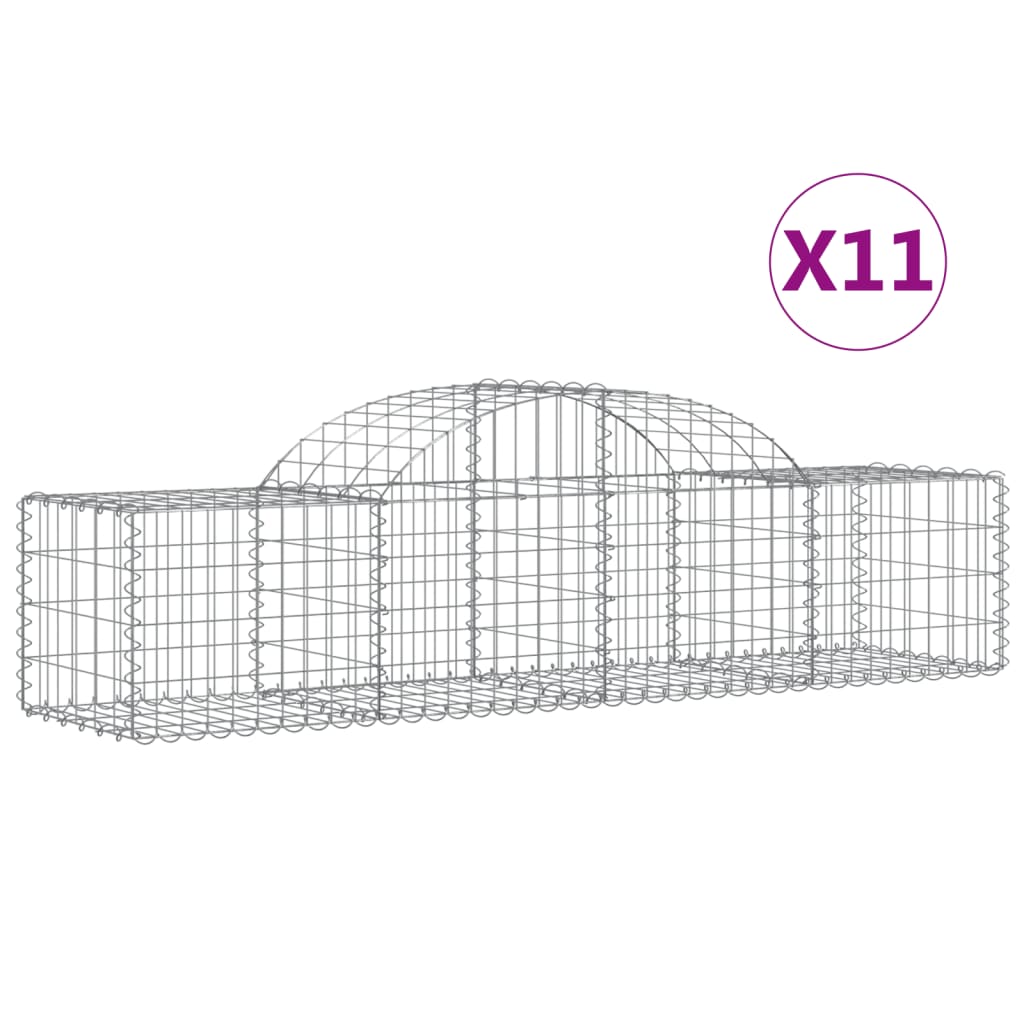 vidaXL Cestas de gaviones 11 uds forma de arco hierro Dimensiones 200 x 30 x 40/60 cm, 200 x 30 x 60/80 cm, 200 x 30 x 80/100 cm y mas