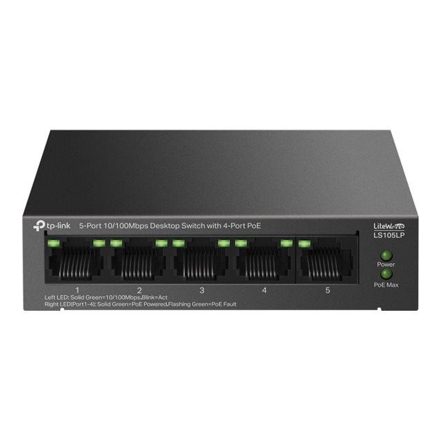 Conmutador de escritorio TP-LINK LS105LP de 5 puertos 10/100 Mbps con PoE de 4 puertos