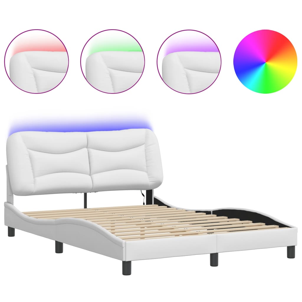 vidaXL Estructura de cama con LED sin colchón blanco 120x200 cm