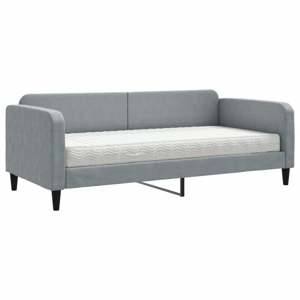 vidaXL Sofá cama con colchón tela gris claro 90x190 cm