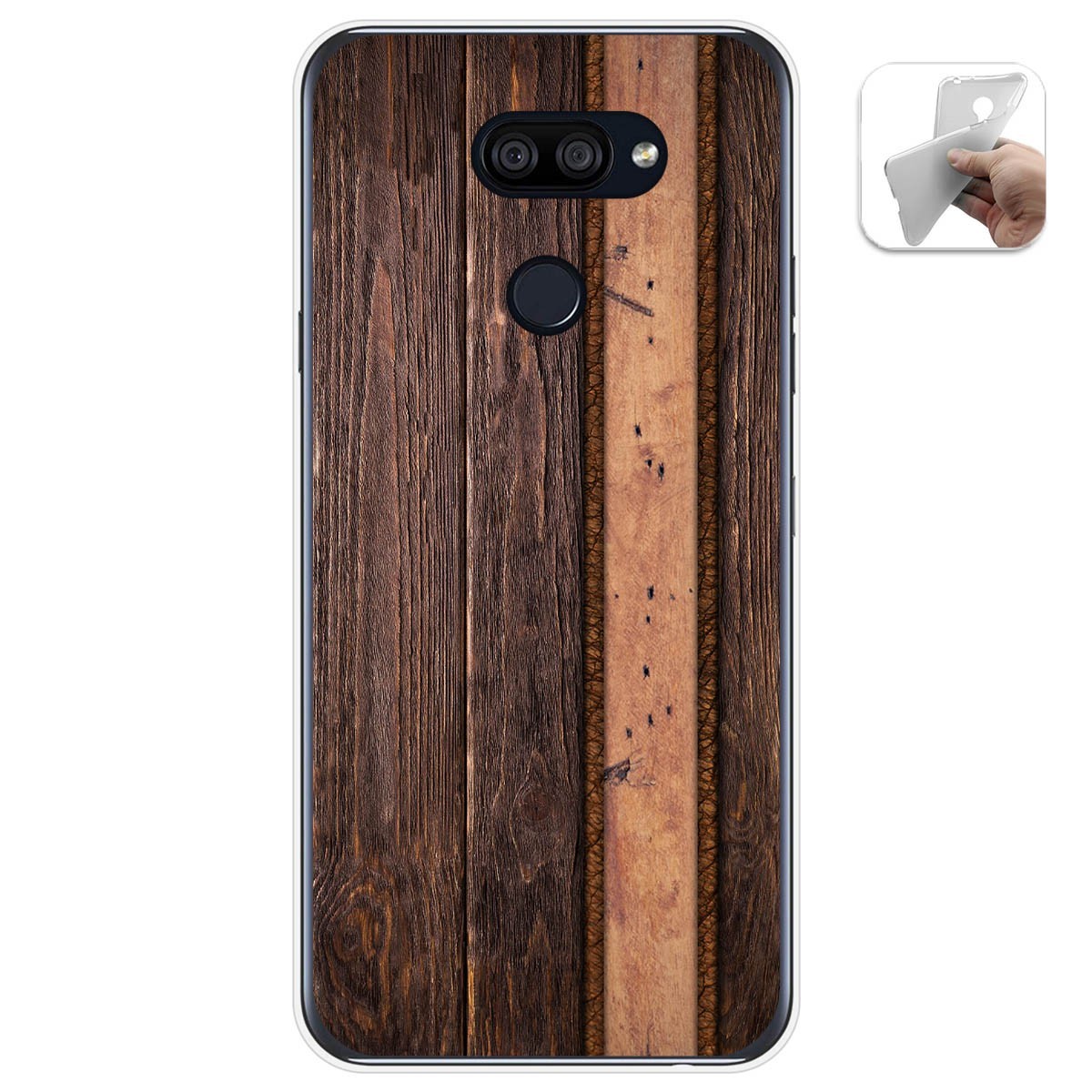 Tumundosmartphone Funda Gel Tpu para Lg K40S diseño Madera 05 Dibujos