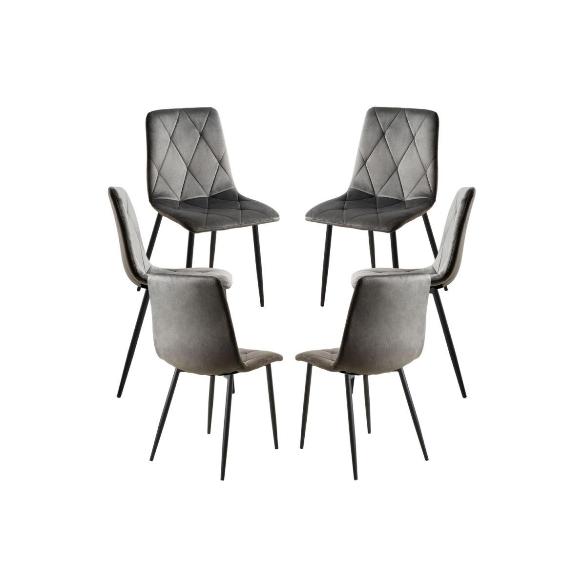 Regalos Miguel - Packs Sillas Comedor - Pack 6 Sillas Lyke Terciopelo - Gris oscuro