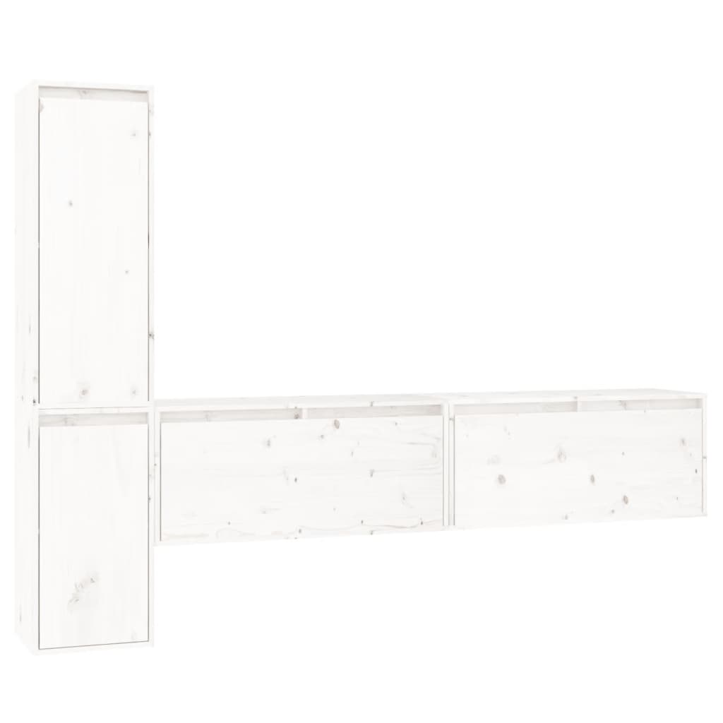 vidaXL Muebles para TV 4 piezas madera maciza de pino, Mueble de Salon, Mueble TV, Mueble TV salon, Mesa de TV, Mueble tele