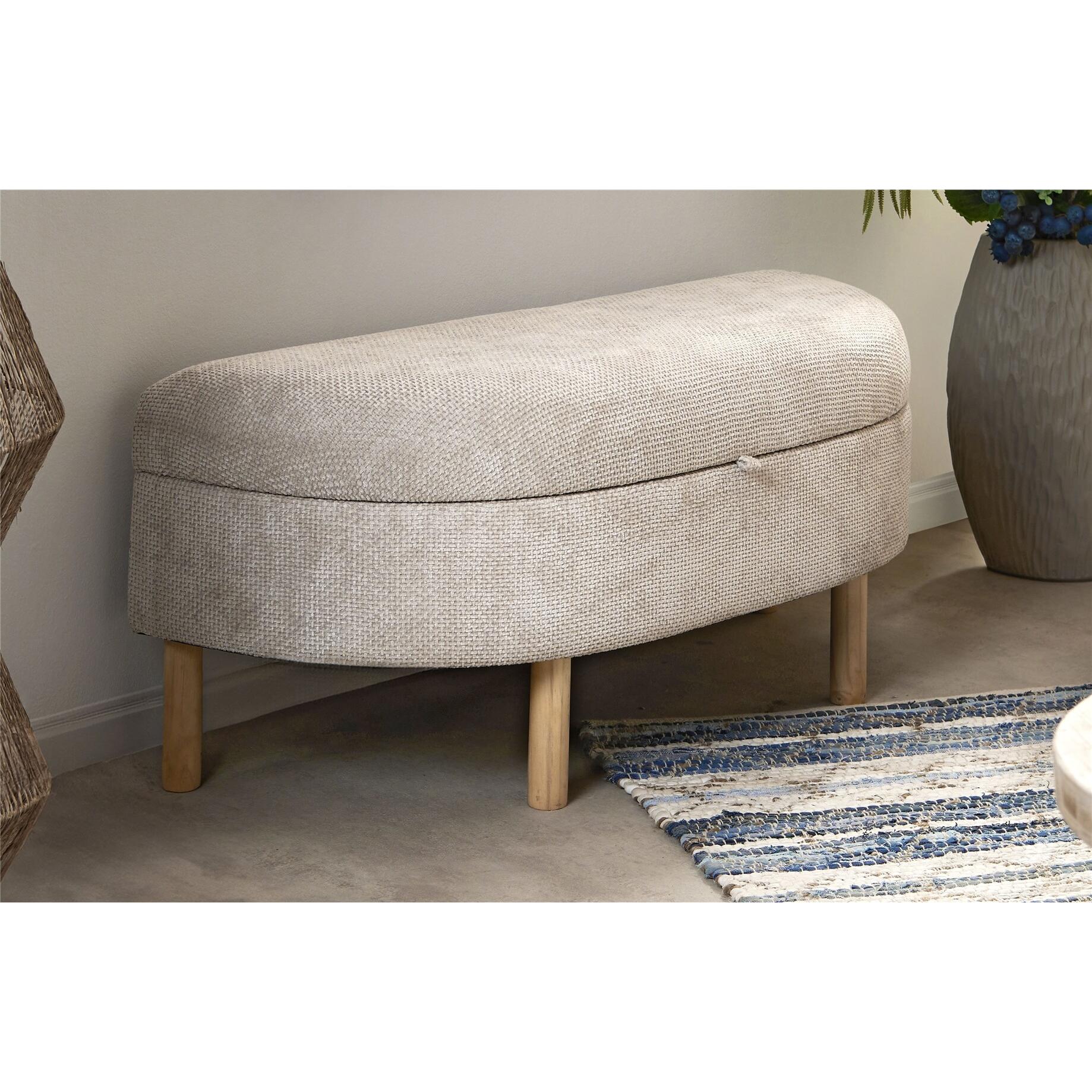 Descalzadora curva chenilla gruesa beige p/madera 102 cms. 102x41x40 cms. El mejor complemento para tu hogar.