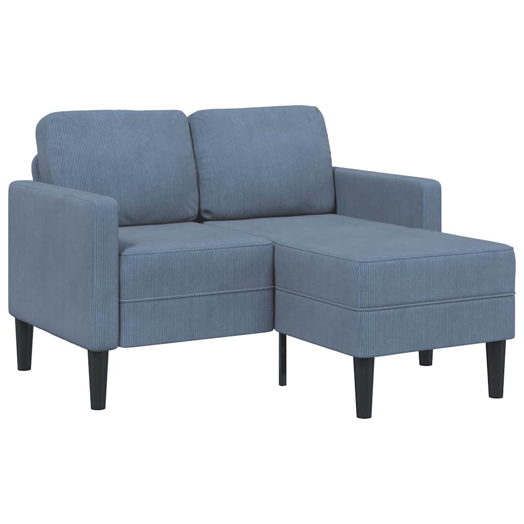vidaXL Sofá de 2 plazas con chaise longue forma de L azul 125 cm lino