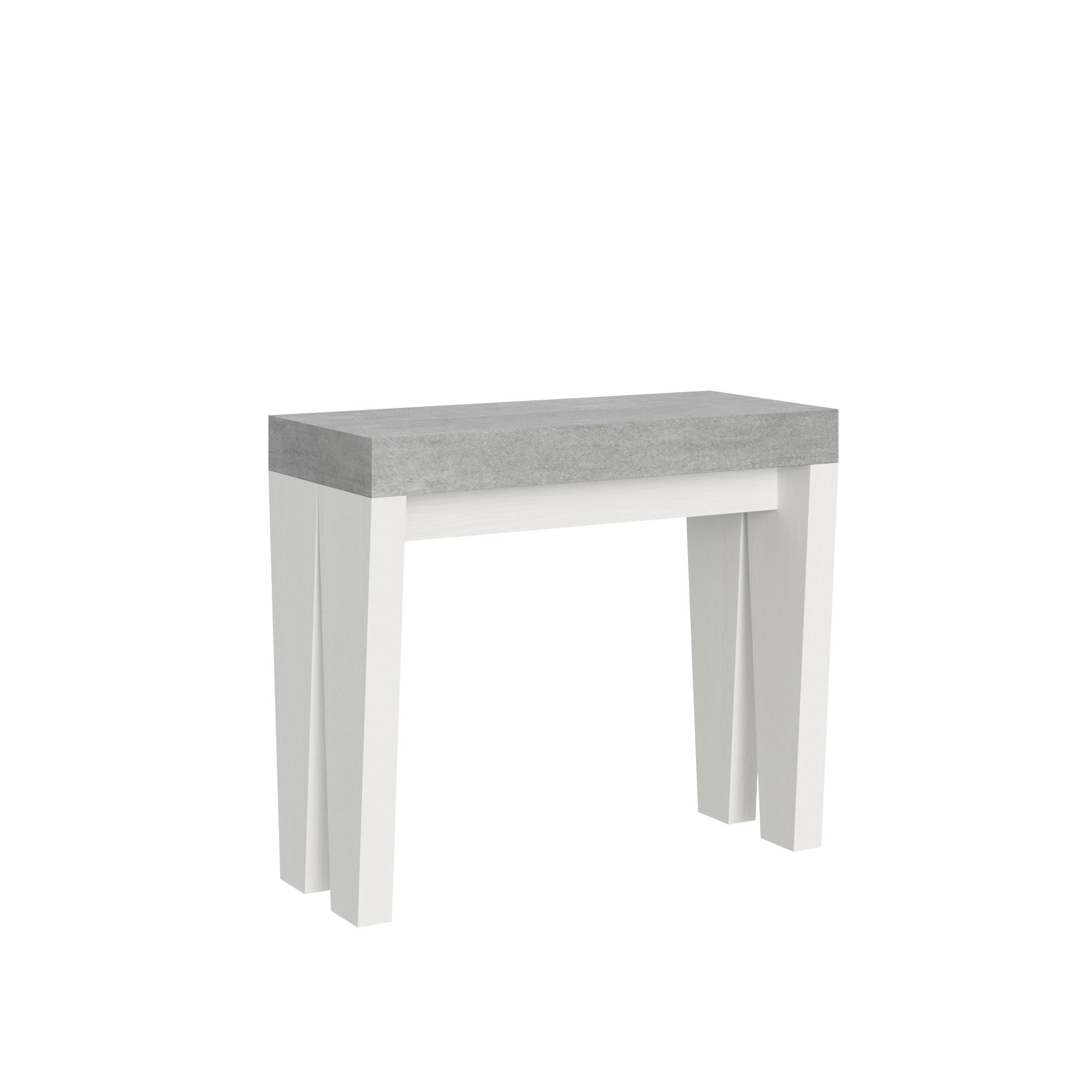 Consola extensible 90x40/196 cm Spimbo Mix Small Tapa de cemento - Estructura de fresno blanco - Itamoby