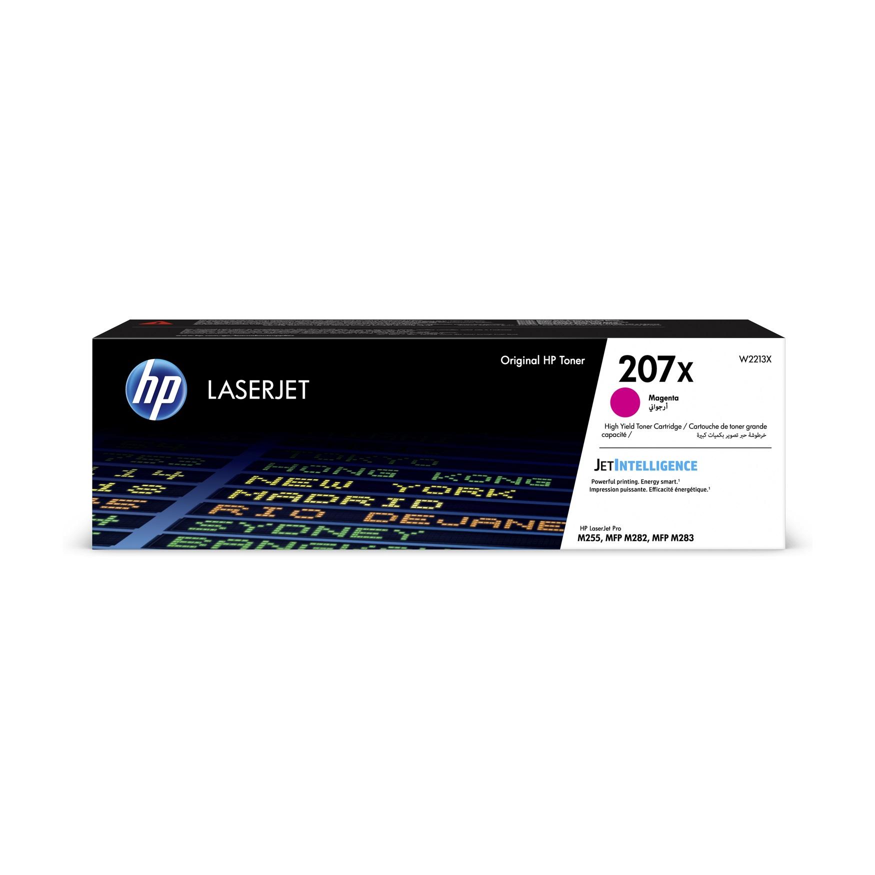 HP W2213X Magenta Original Toner Cartridge - 207X, suitable for HP Color LaserJet Pro MFP M282nw/M283cdw/M283fdn/M283fdw/M255dw/M255nw, high quality with a yield of 2,450 pages.