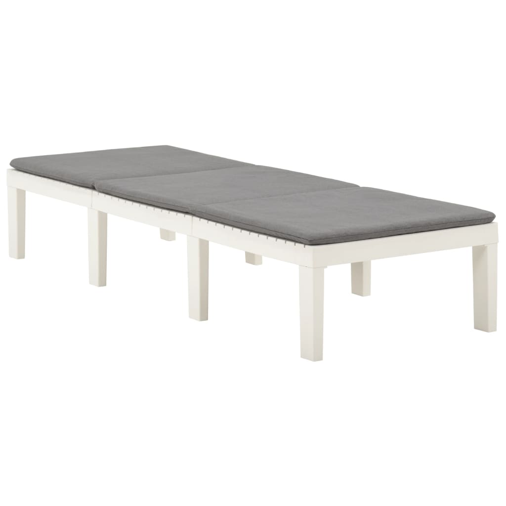 Vidaxl Tumbona con Cojín Plástico Blanco para Jardín, Playa y Piscina