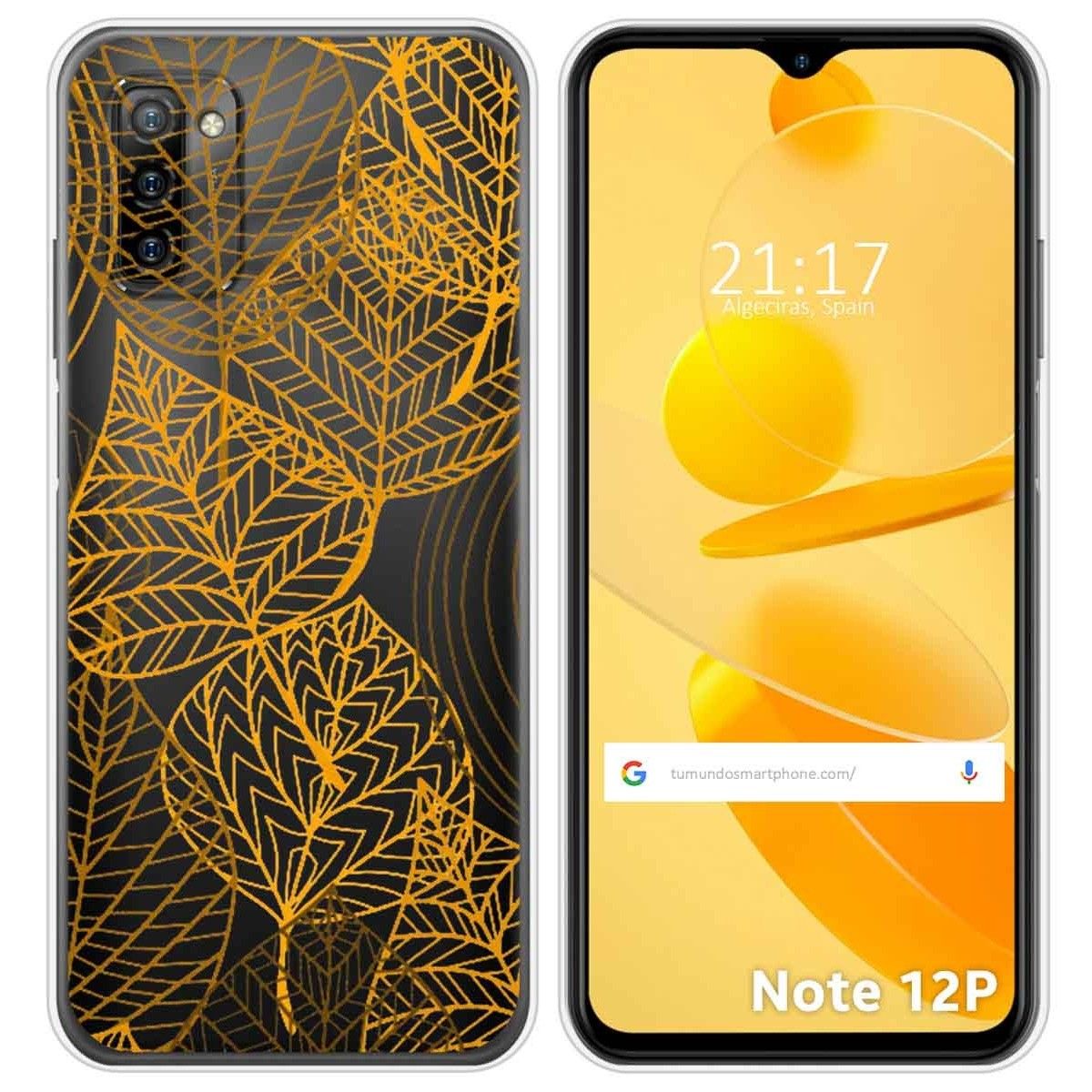 Funda Silicona Transparente para Ulefone Note 12P diseño Hojas Dibujos